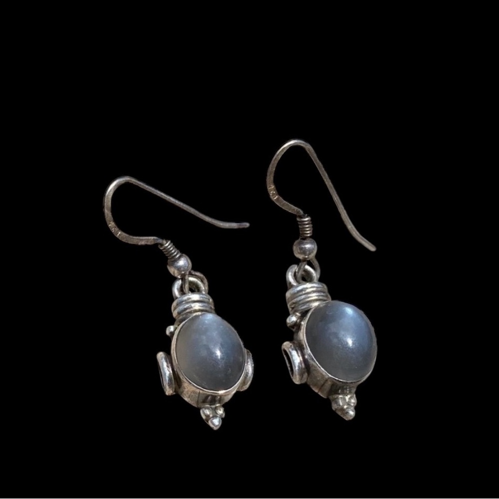 Gray Moonstone and Sterling silver French wire earrings